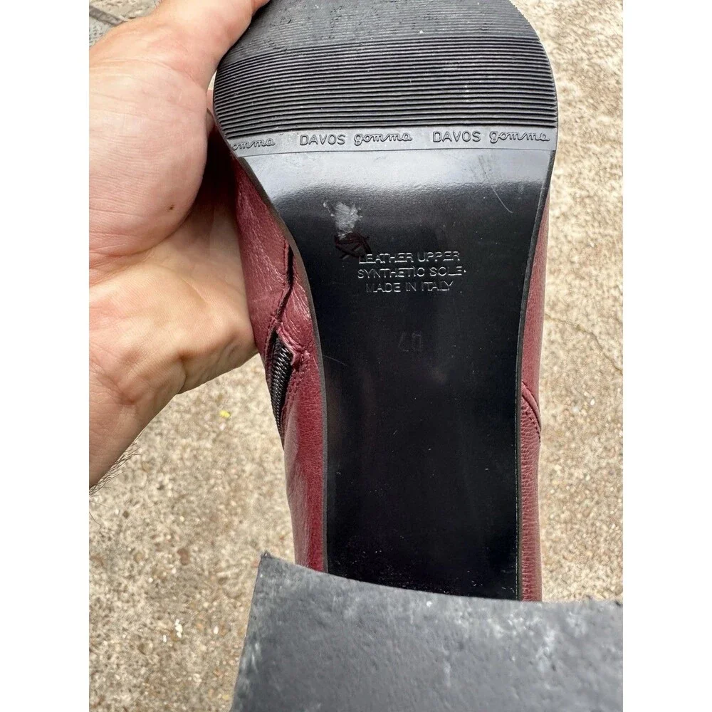 Napoleoni Italian Designer Maroon Nappa Leather Ankle Boots Women Size 40 Italy - Picture 5 of 12